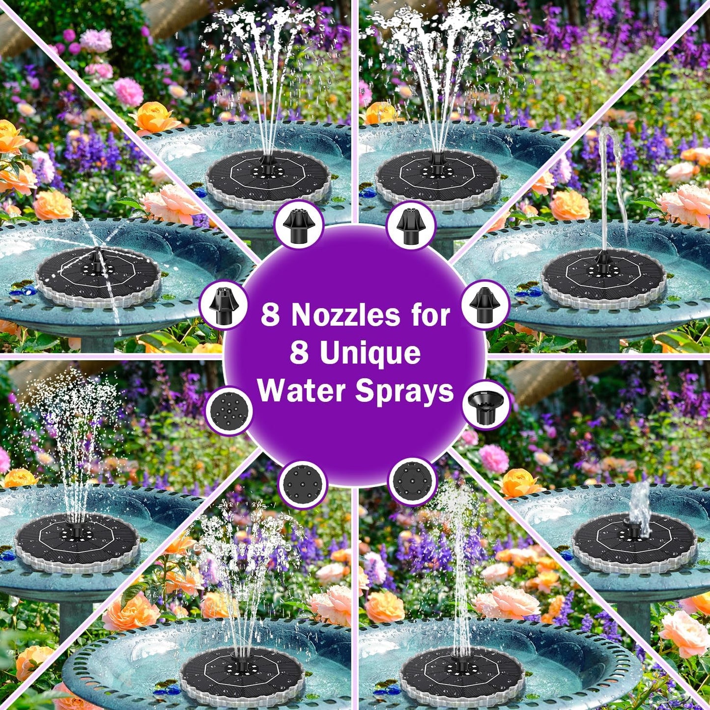 Colorful SolarGlow™ Pool Fountain Lightshow with illuminated water jets and vibrant light displays for outdoor swimming pools.