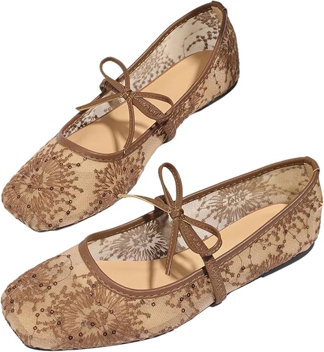 Urbanomax women's square-toe ballet flats for Christmas, featuring stylish design and comfortable fit in a versatile shoe style.