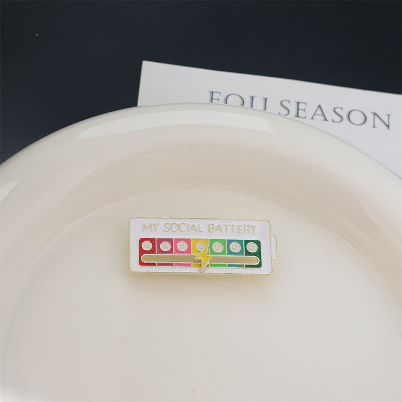 Christmas Social Battery Pin™ featuring festive holiday design, perfect for Christmas accessories and seasonal apparel.