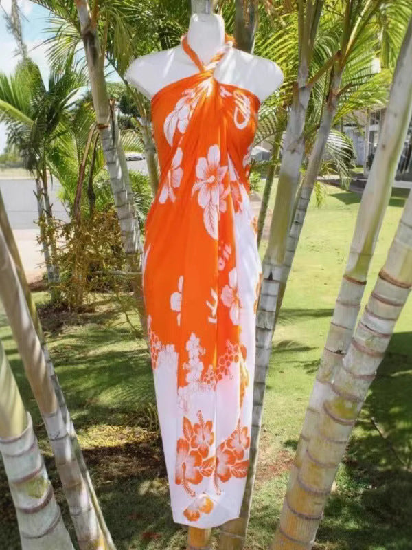 Women’s floral print chiffon beach skirt by CHRISTMAS, featuring lightweight fabric and vibrant floral design for summer wear.