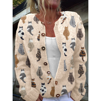 Women's 3D digital printed cardigan sweatshirt jacket from URBANOMAX, featuring a colorful, textured dress design displayed on a hanger.