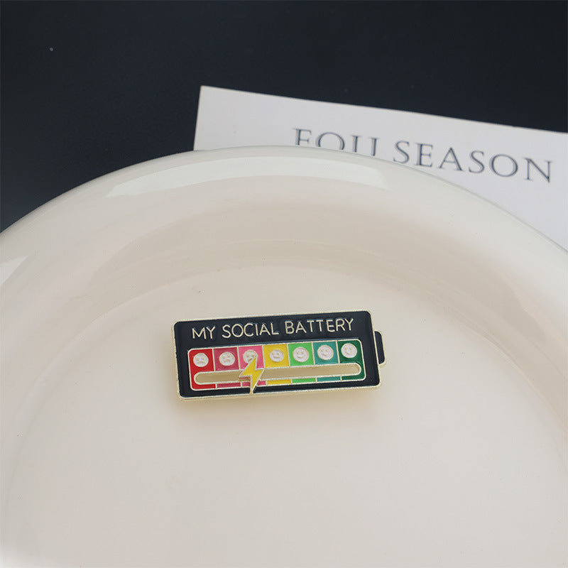Christmas Social Battery Pin™ with festive holiday design, perfect for Christmas celebrations and wearing during the season.