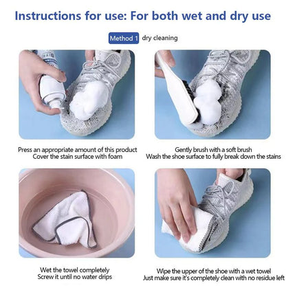 URBANOMAX Urbanomax™ Shoe Cleaner bottle with brush for cleaning sneakers and casual shoes, featuring a white and blue design.
