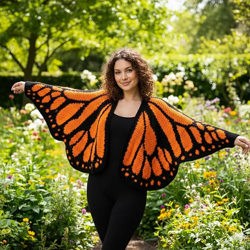 Christmas Monarch Butterfly Knit Cardigan featuring festive holiday design and cozy knit fabric, perfect for winter wear.