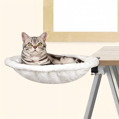 Christmas Cat Climbing Frame with cozy bed and workspace, featuring multiple levels and scratching posts for feline play and rest.