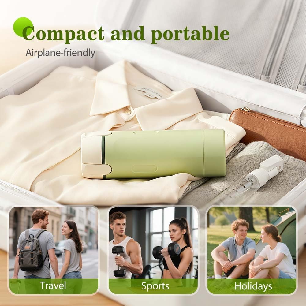 URBANOMAX 4 in 1 travel dispenser with four compartments for toiletries and liquids, compact and portable for travel.