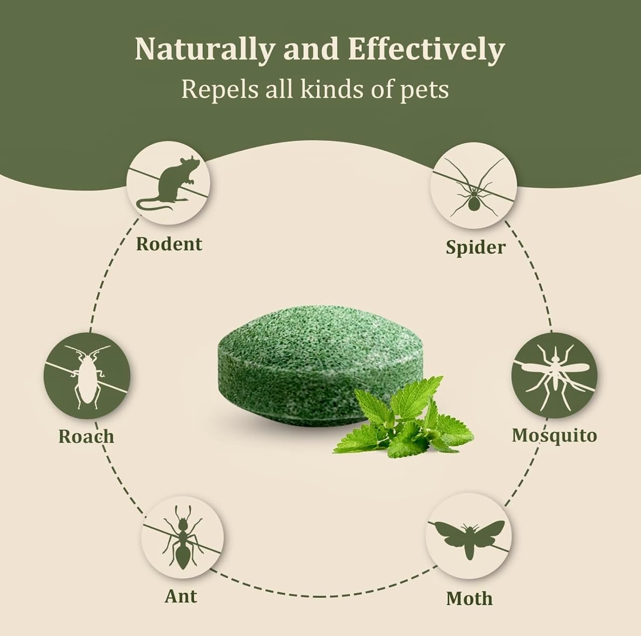 Omega™ Natural Peppermint Pest Repellent Balls in a 24-pack, showing the small, round peppermint-scented pest control balls.