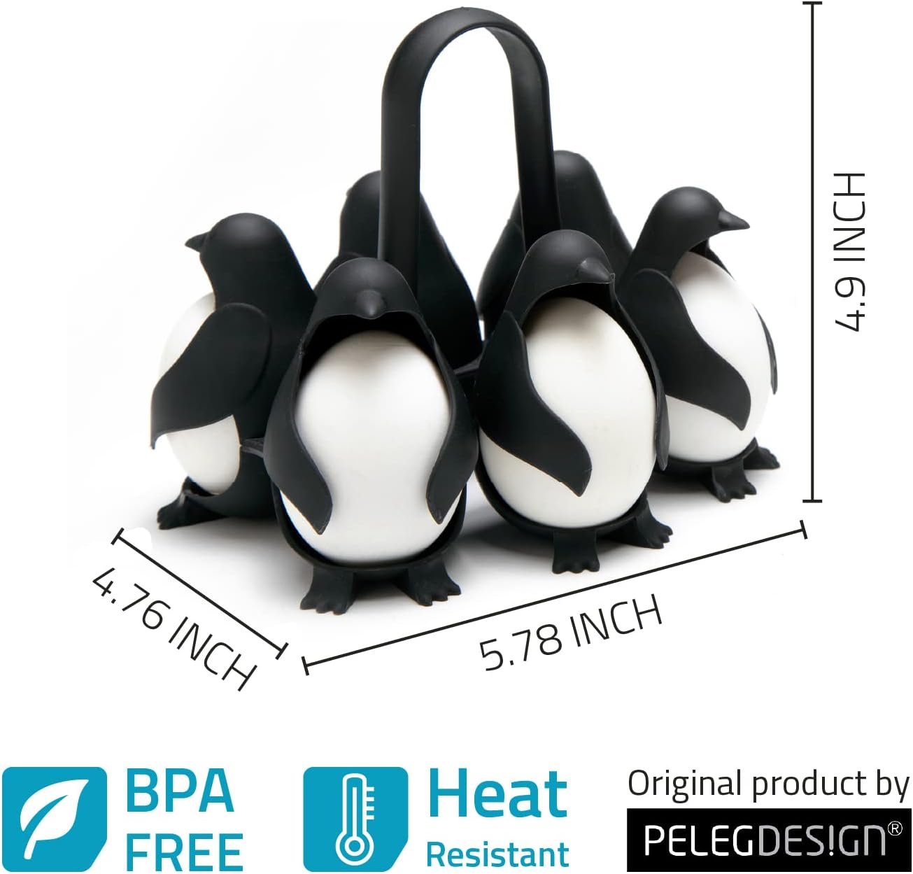 Urbanomax Penguin Egg Cooker and Egg Holder for 6 eggs, compact kitchen appliance with fun penguin design