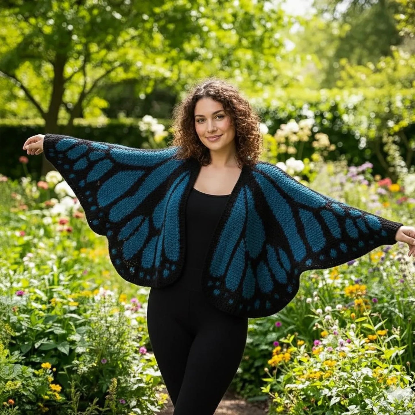 Christmas Monarch Butterfly Knit Cardigan featuring festive holiday design and cozy knit fabric, perfect for winter celebrations.
