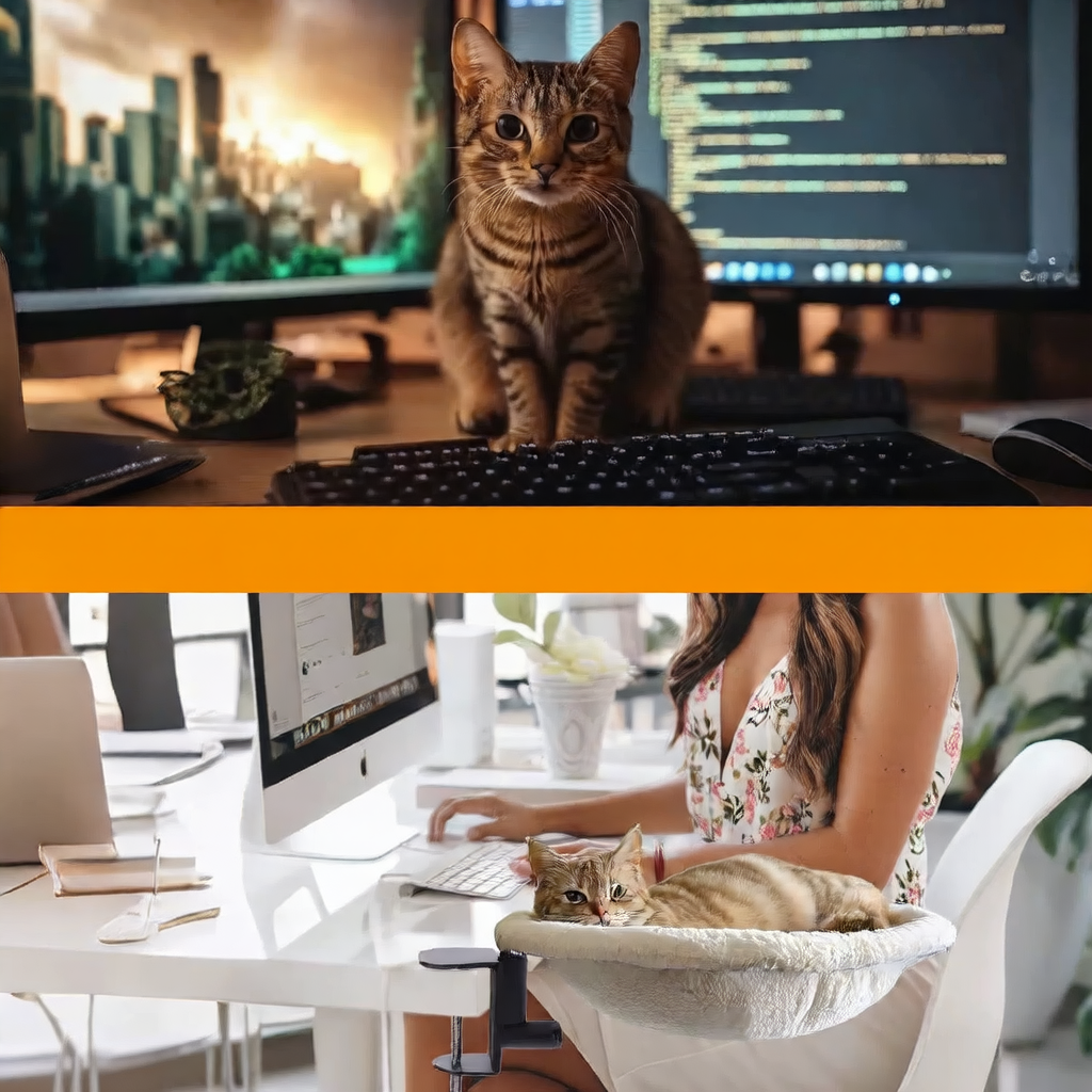 Christmas brand cat climbing frame with bed and desk, featuring multiple levels, cozy bed, and workspace for cats in festive design.