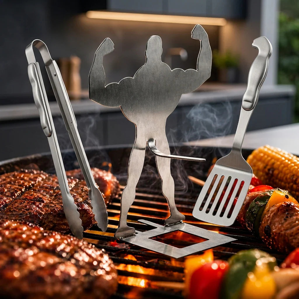 UrbanOMAX GrillGains™ System: Precision BBQ Basket with stainless steel construction and adjustable handles for grilling and smoking.