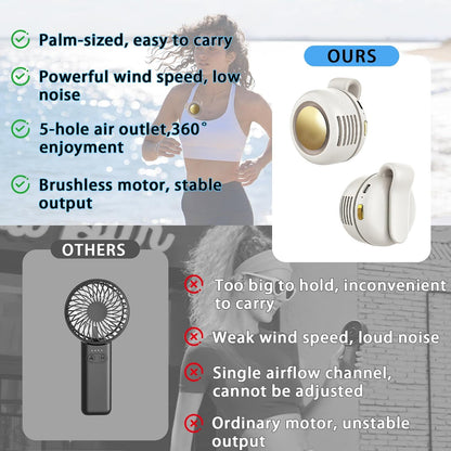URBANOMAX portable USB rechargeable bladeless fan with sleek design and adjustable airflow, ideal for personal cooling.