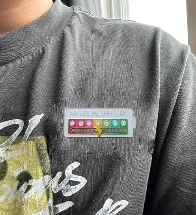 Christmas Social Battery Pin™ featuring festive holiday design, perfect for Christmas accessories and decorative wear.