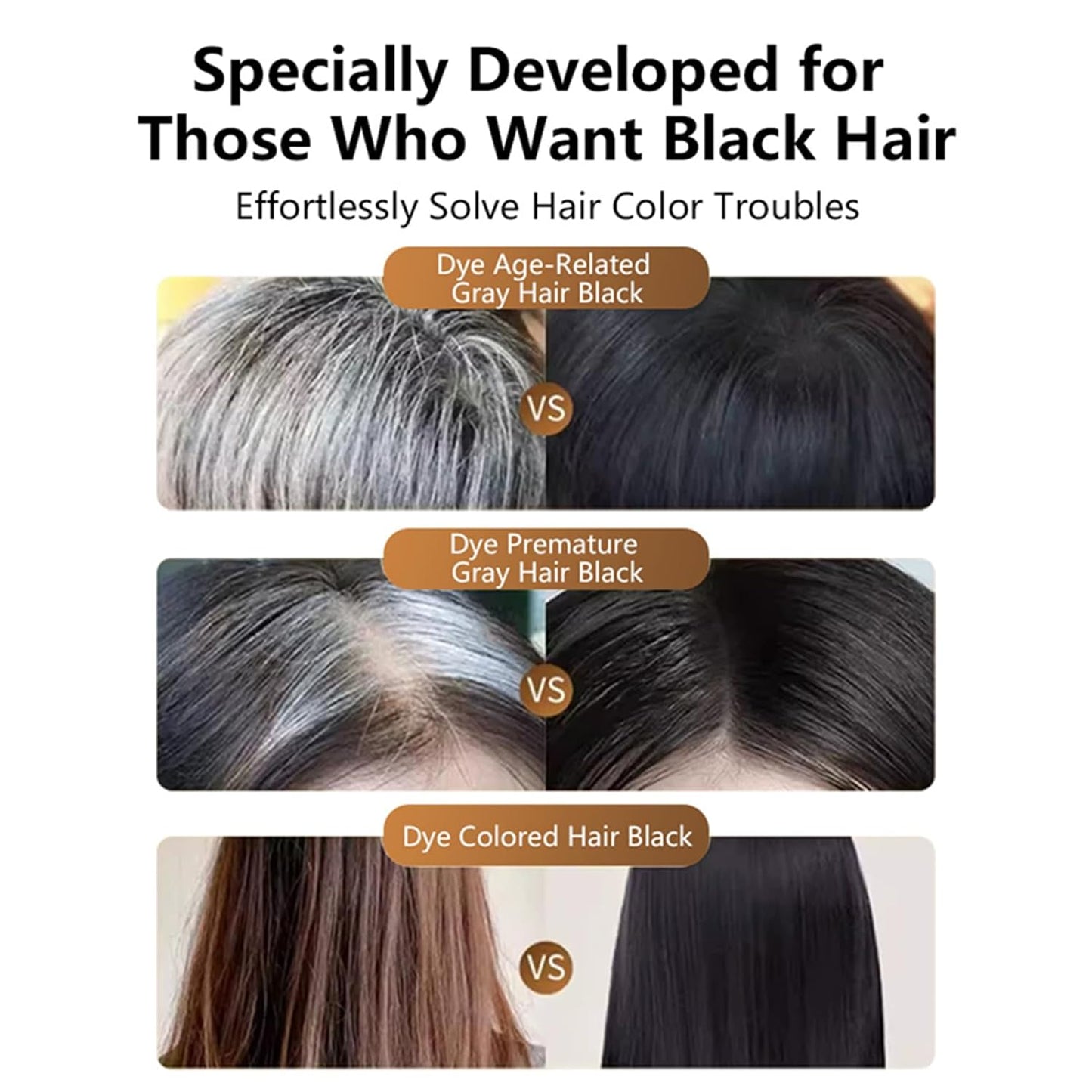 4-in-1 Hair Dye Hair Color Shampoo，Dark Brown 200 ML