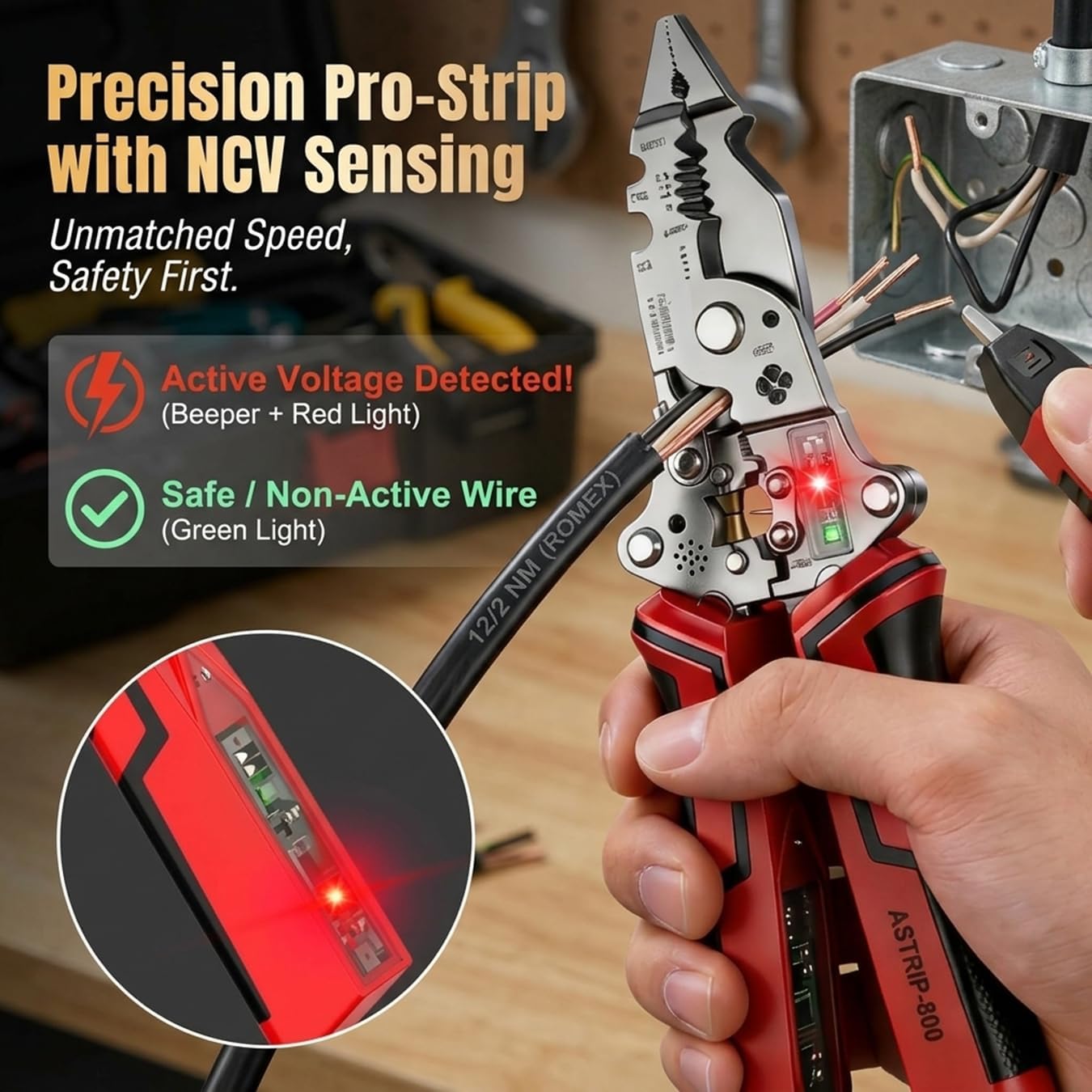 URBANOMAX multifunctional folding electrician wire stripper tool with ergonomic design and adjustable blades for precise wire stripping