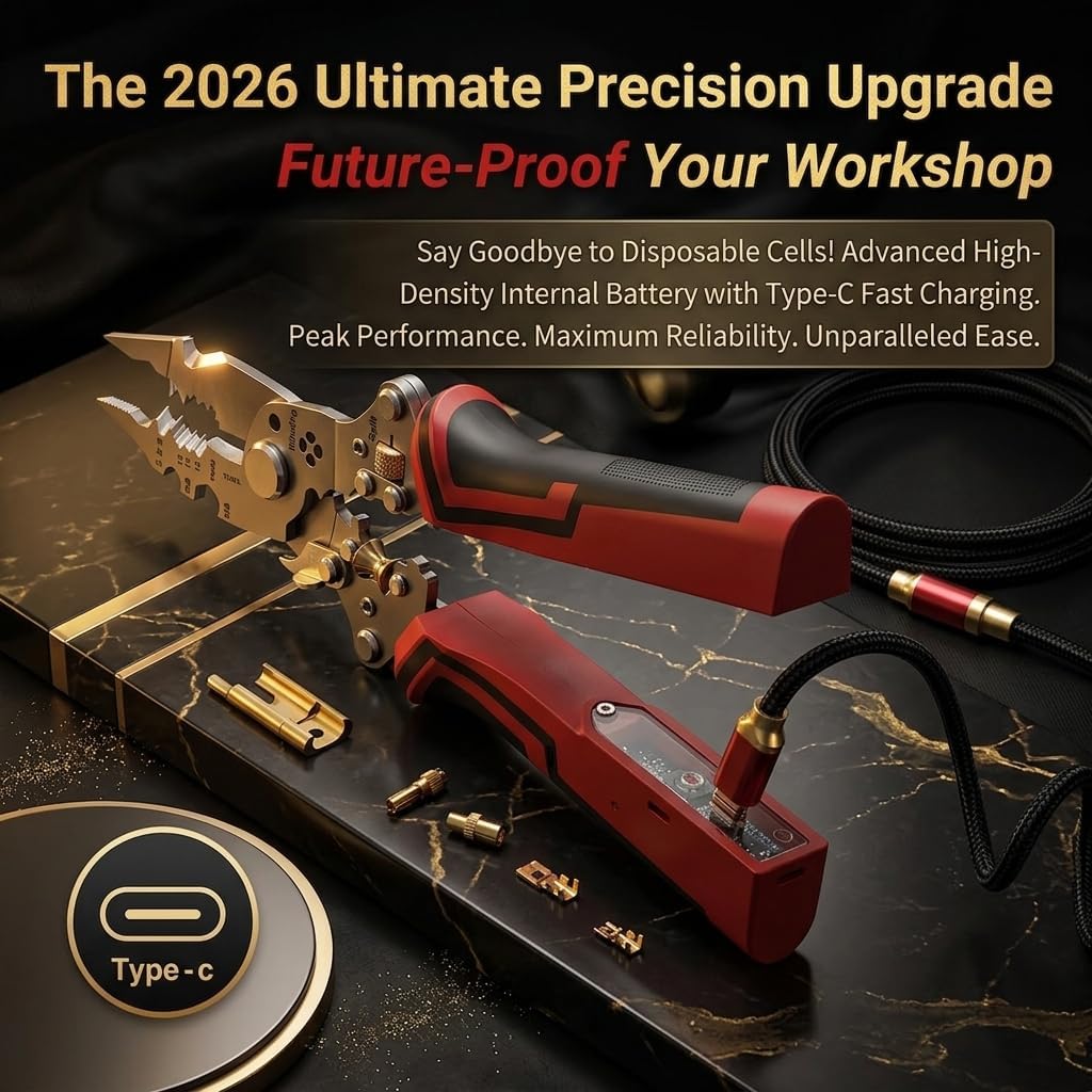 URBANOMAX multifunctional folding electrician wire stripping tool with ergonomic handle and adjustable blade for electrical work.