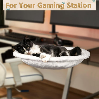 Christmas Cat Climbing Frame with Bed and Desk, featuring cozy resting area and playful climbing features for cats.