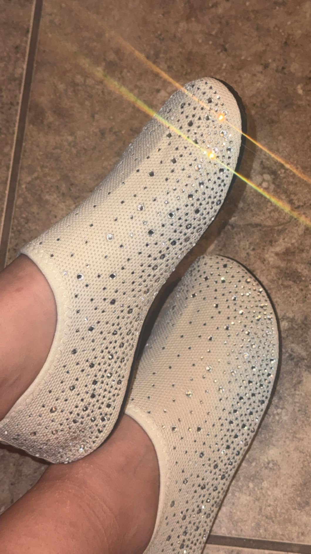 Christmas barefoot water shoes shown on a person, lightweight aqua footwear designed for water activities and beach use.