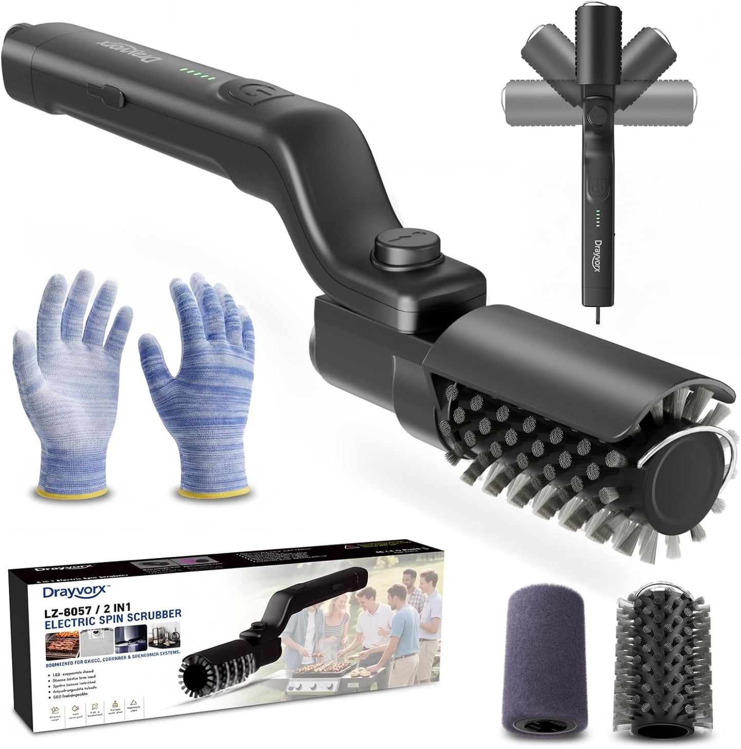 Urbanomax™ upgraded electric grill brush with stainless steel bristles and ergonomic handle for easy barbecue cleaning.