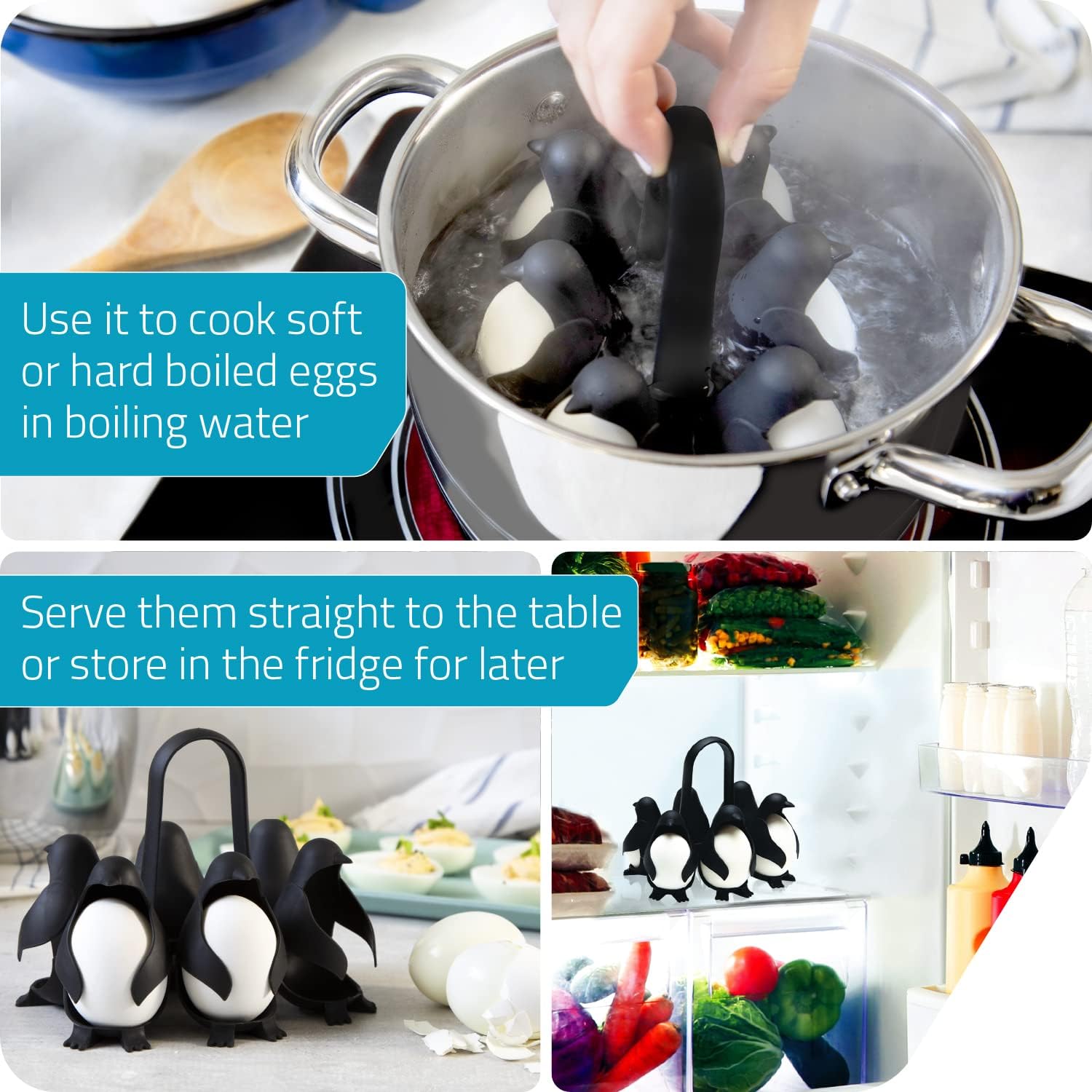 Urbanomax Penguin Egg Cooker and Holder for 6 eggs, compact kitchen appliance with playful penguin design