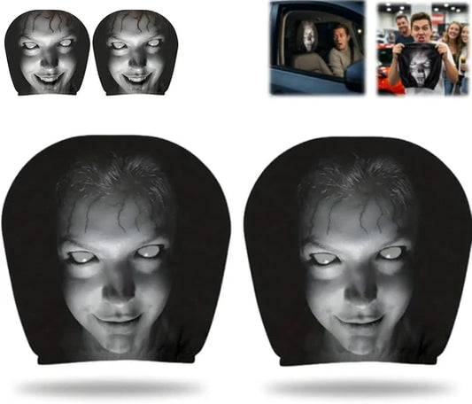 Urbanomax™ Horror Headrest Cover showcasing a spooky-themed design on a car headrest cover for added style and protection.