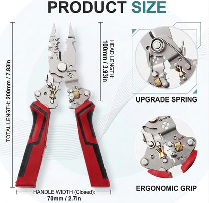 URBANOMAX multifunctional folding electrician wire stripping tool with adjustable blades and ergonomic handle for easy use