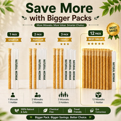 Urbanomax™ Natural Miswak Toothbrush showing wooden handle and bristles for eco-friendly dental care.