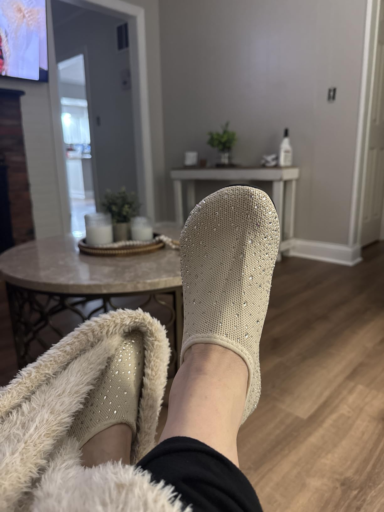 Christmas barefoot water shoes in black with flexible sole and quick-dry material, designed for aquatic activities.