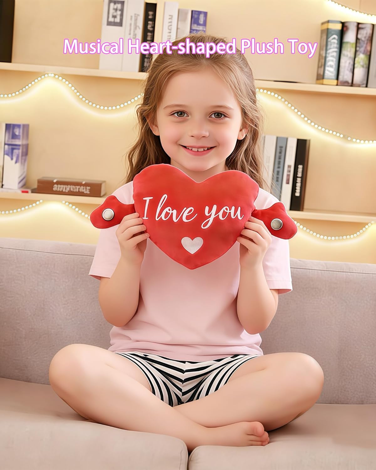URBANOMAX CuddleHeart™ music toy with plush heart shape and soft fabric, designed for comforting and entertaining children.