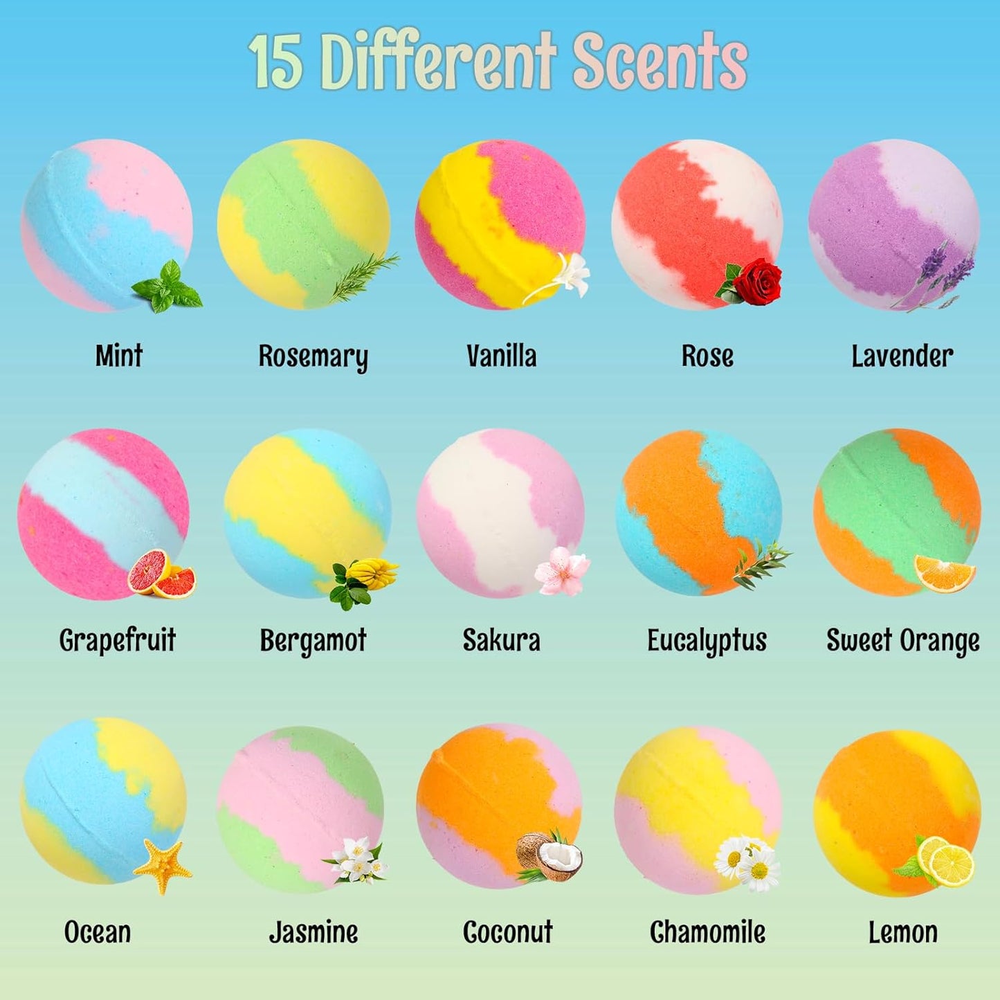Urbanomax™ Kids Christmas bath bomb collection with colorful, festive bath bombs in various shapes and holiday-themed designs.