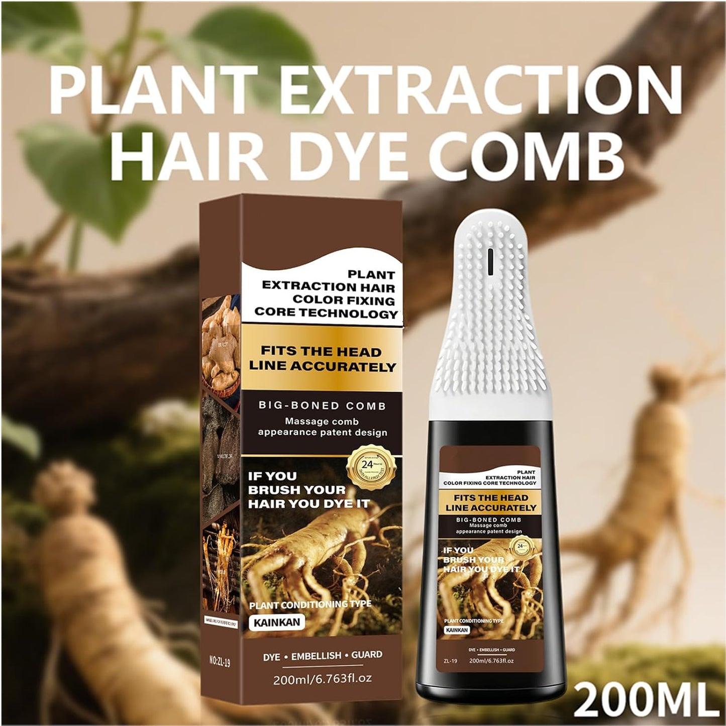 4-in-1 Hair Dye Hair Color Shampoo，Dark Brown 200 ML