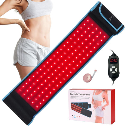 Urbanomax™ Red Light Therapy Belt in red with adjustable straps, designed for targeted light therapy treatment.