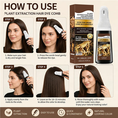 4-in-1 Hair Dye Hair Color Shampoo，Dark Brown 200 ML