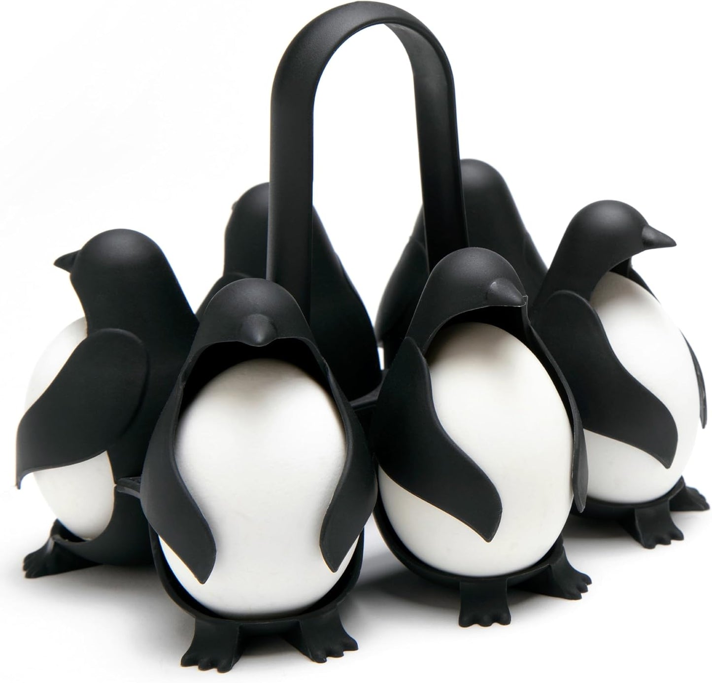 Urbanomax Penguin Egg Cooker and Egg Holder for 6 eggs, compact kitchen appliance for boiling eggs with a penguin design.