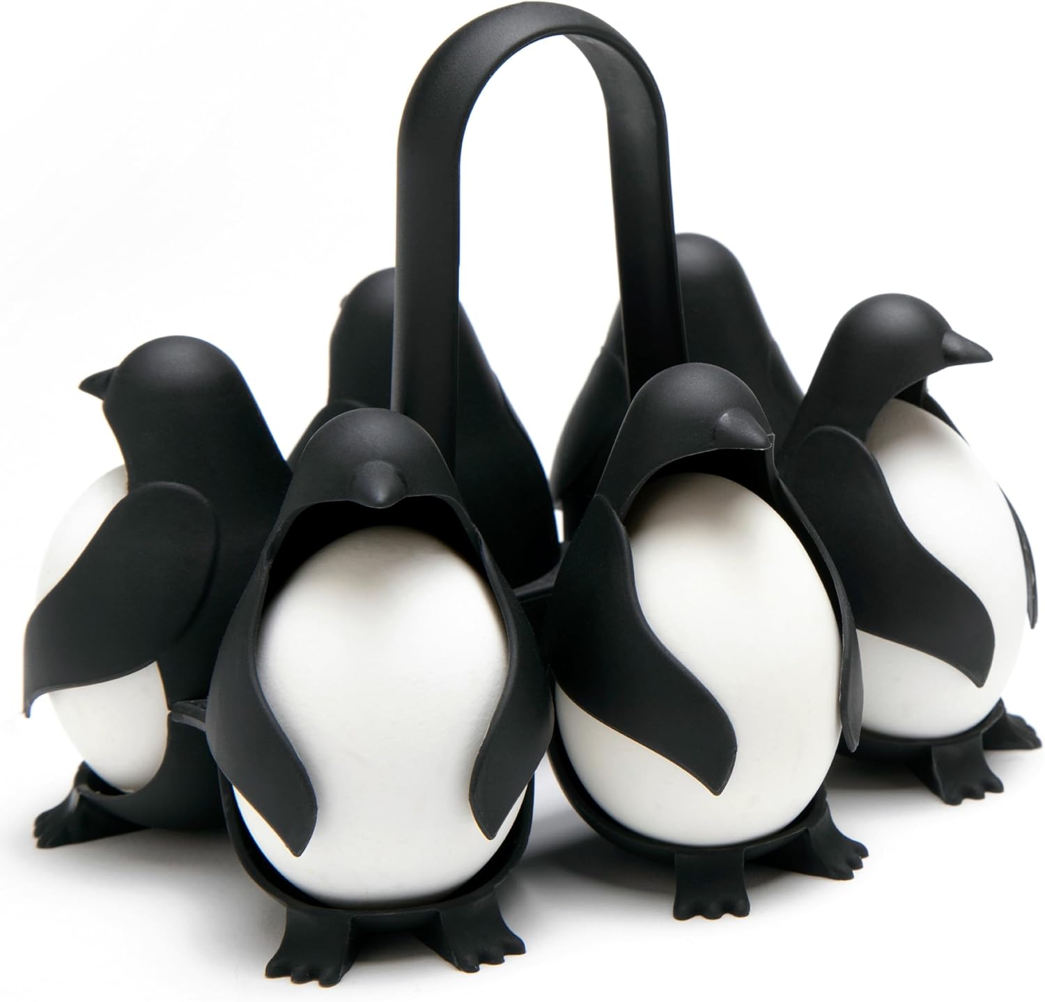 Urbanomax Penguin Egg Cooker and Egg Holder for 6 eggs, compact kitchen appliance for boiling eggs with a penguin design.