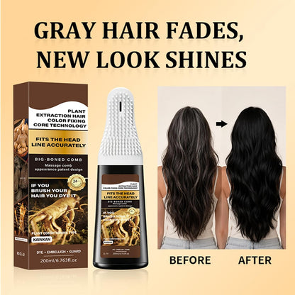 4-in-1 Hair Dye Hair Color Shampoo，Dark Brown 200 ML