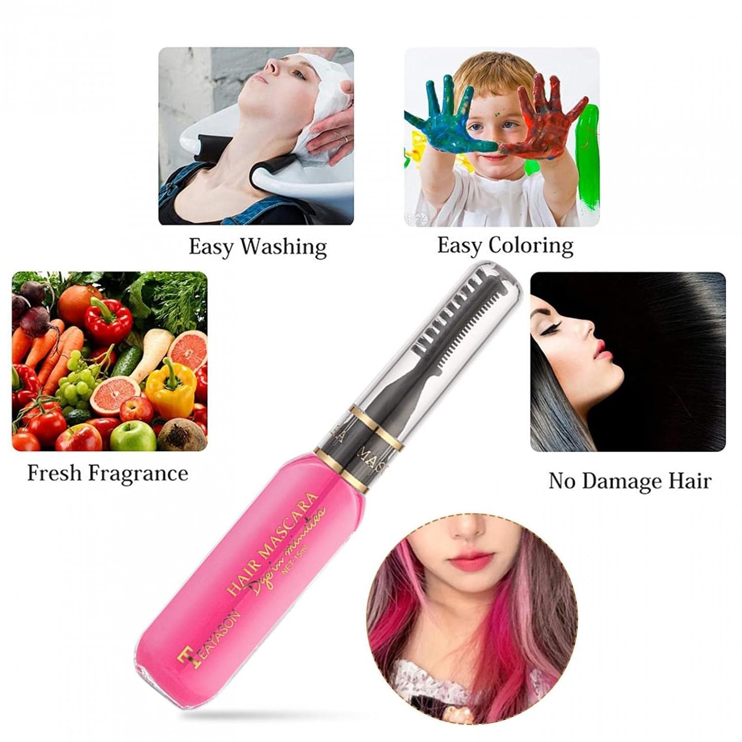 Christmas Professional Hair Dye Hair Mascara in 13 vibrant shades, featuring a festive Christmas-themed packaging and applicator.