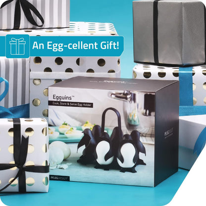 URBANOMAX Penguin Egg Cooker and Holder for 6 eggs, compact kitchen appliance with penguin design for boiling eggs.