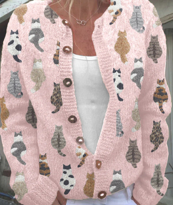 Urbanomax women's 3D digital printed cardigan sweatshirt jacket, stylish dress with vibrant print and cozy fit, front view.