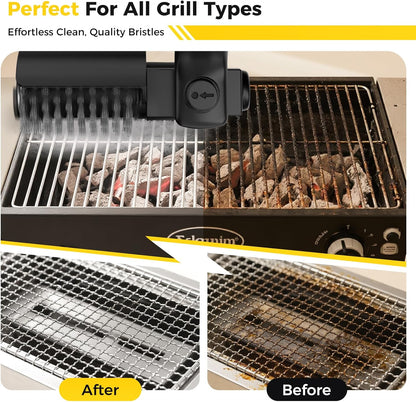 Urbanomax™ Upgraded Electric Grill Brush with ergonomic handle and stainless steel bristles for easy grill cleaning.