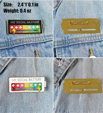 Christmas Social Battery Pin™ featuring a festive holiday design, perfect for Christmas accessories and seasonal apparel.