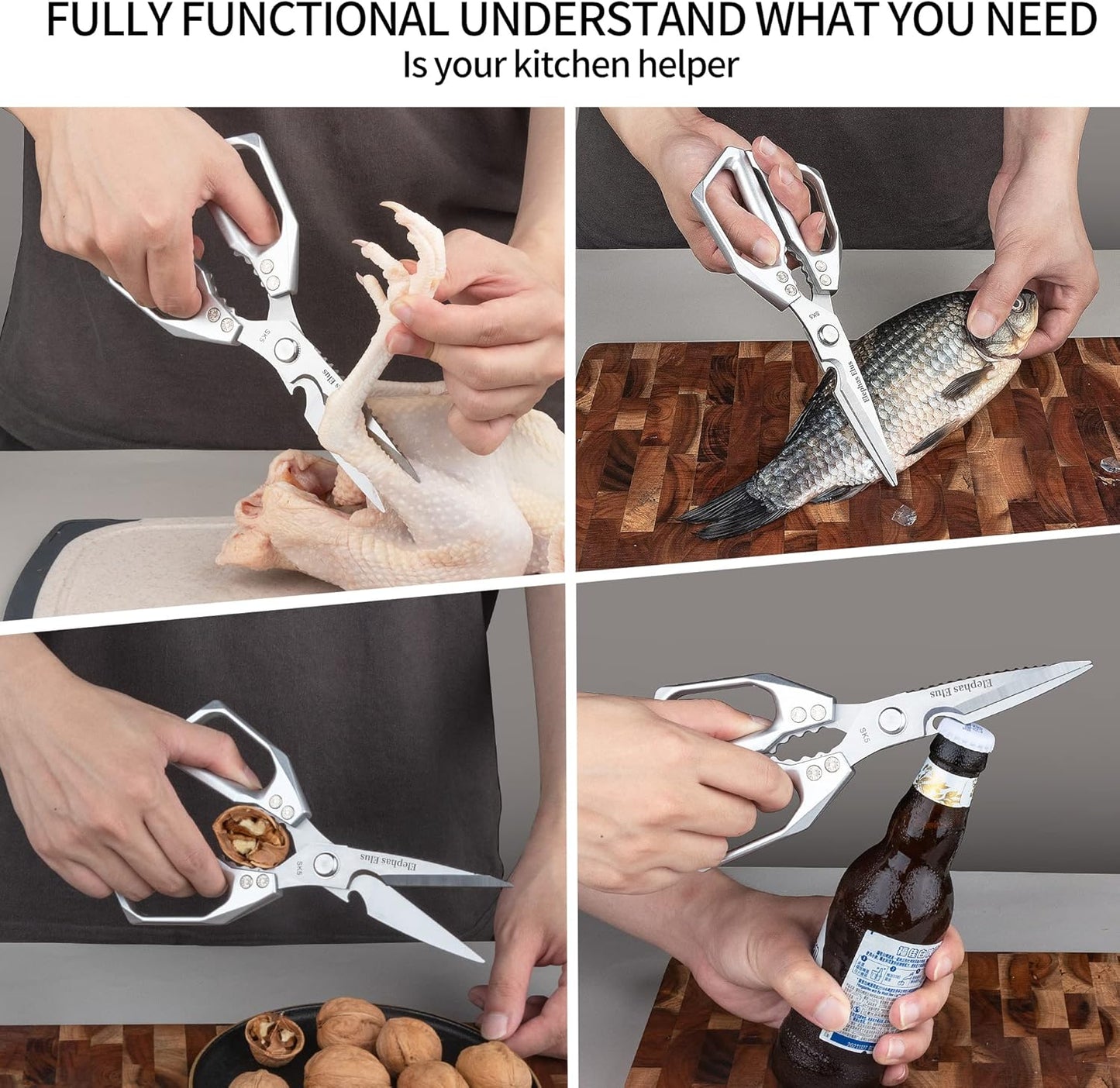 Urbanomax™ Pro Kitchen Scissors, multi-function shears with ergonomic handles and stainless steel blades for versatile kitchen tasks