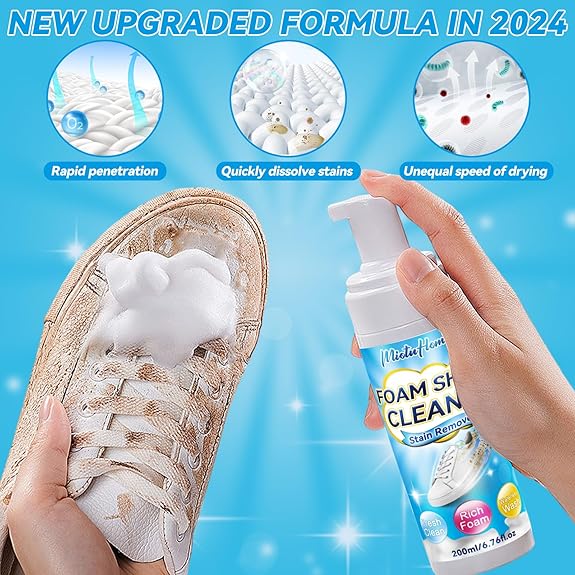 Urbanomax™ Shoe Cleaner bottle with label, designed for cleaning and restoring footwear, in a clear plastic container.
