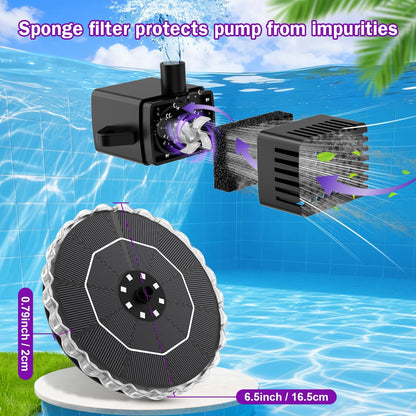 SolarGlow™ Pool Fountain Lightshow by CHRISTMAS with colorful water fountain and lighting display in a pool setting