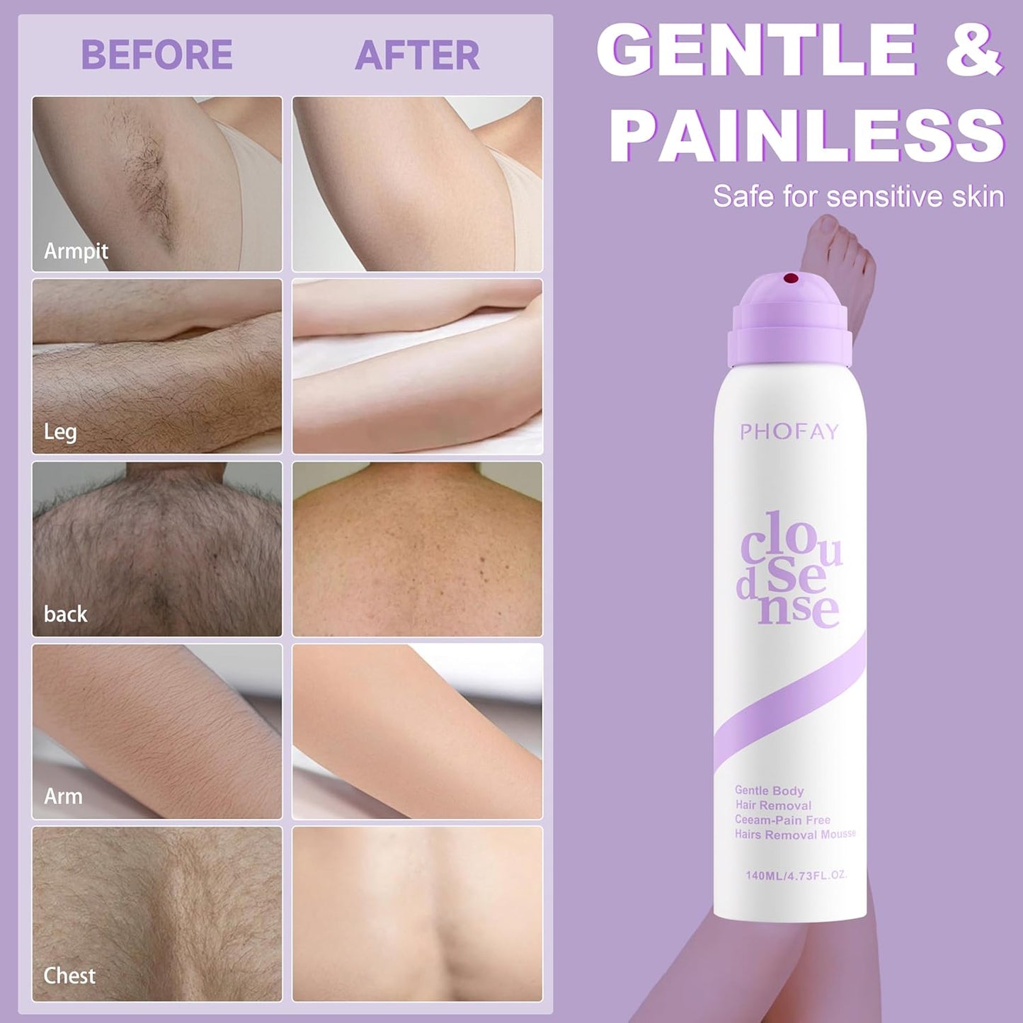 URBANOMAX™ Hair Removal Cream for Sensitive Skin in a white and blue tube, with a smooth cream texture visible.