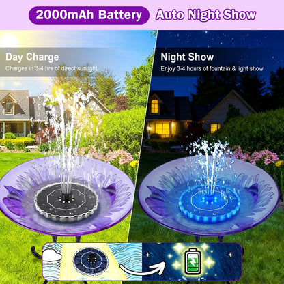 SolarGlow™ Pool Fountain Lightshow by CHRISTMAS, colorful LED pool fountain with water spray and light display in a backyard pool.