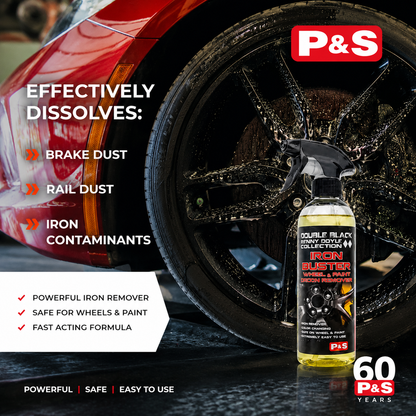 Urbanomax Iron Buster Pro safe wheel and paint iron remover 100ml bottle, designed to clean and remove iron contaminants from vehicle surfaces.
