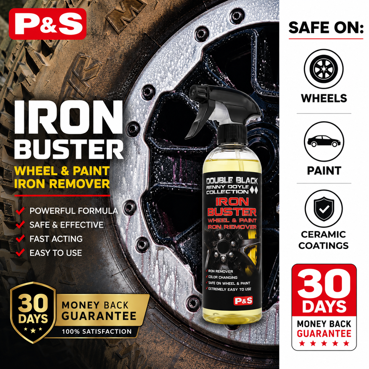 URBANOMAX Iron Buster Pro safe wheel and paint iron remover in a 100 ml bottle, designed for cleaning automotive surfaces.