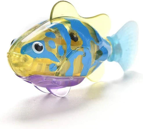 Colorful URBANOMAX Magic Swimming Fish with Lights set of four swimming fish toys for children, with illuminated features.