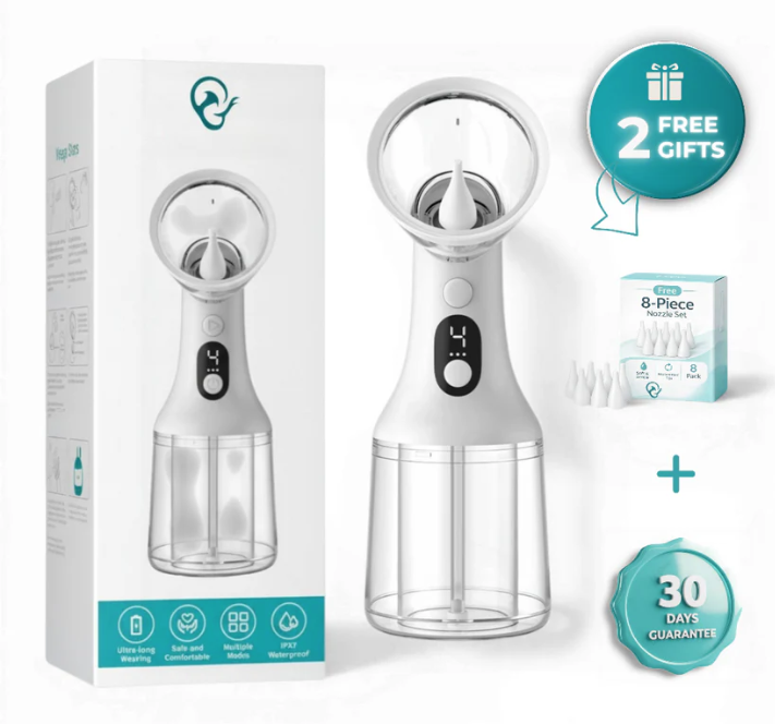URBANOMAX™️ Electric ear cleaning irrigator with nozzle and control buttons, designed for safe and easy ear hygiene.